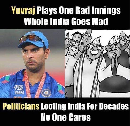 Politicians Looting india Latest Yuvaraj Singh web comics and cartoons by teluguone